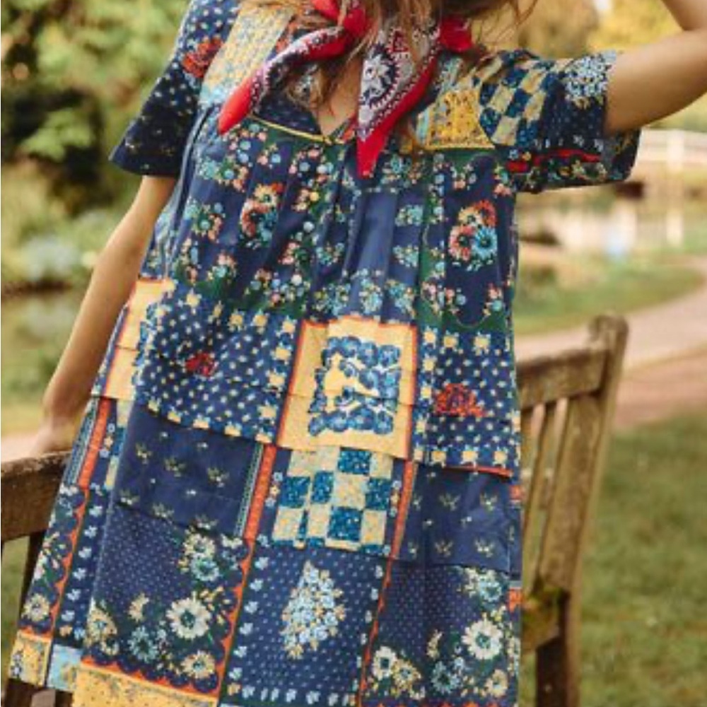Hunter Bell Blue Patchwork Dress